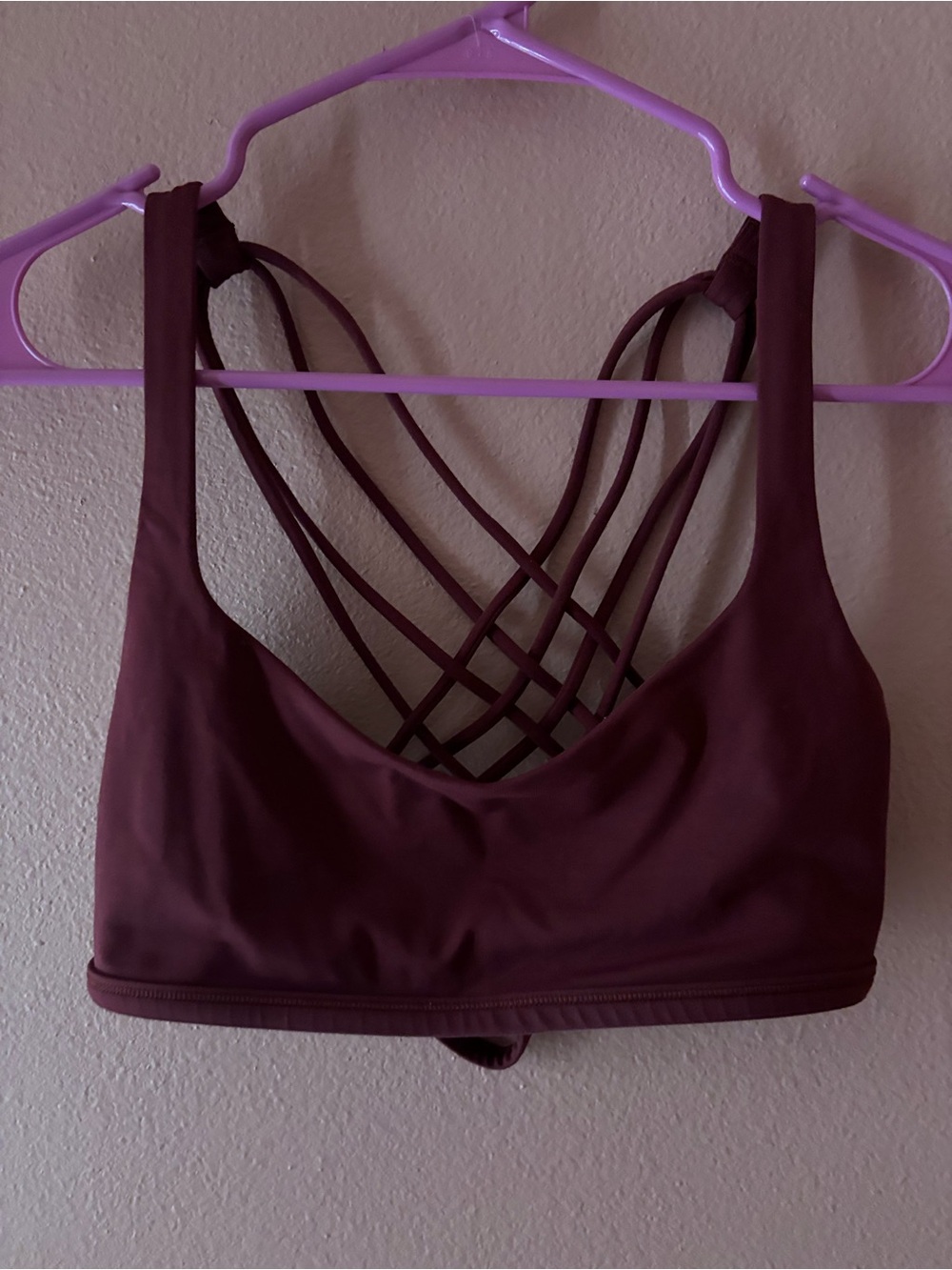 Strappy Back Sports Bra - Deep Plum